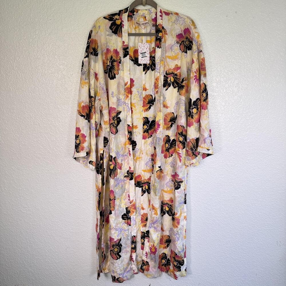 Free People Jorja Kimono Duster Womens Small Floral Cardigan Boho Artsy NEW